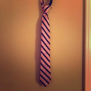Pink and navy striped Tommy Hilfiger tie